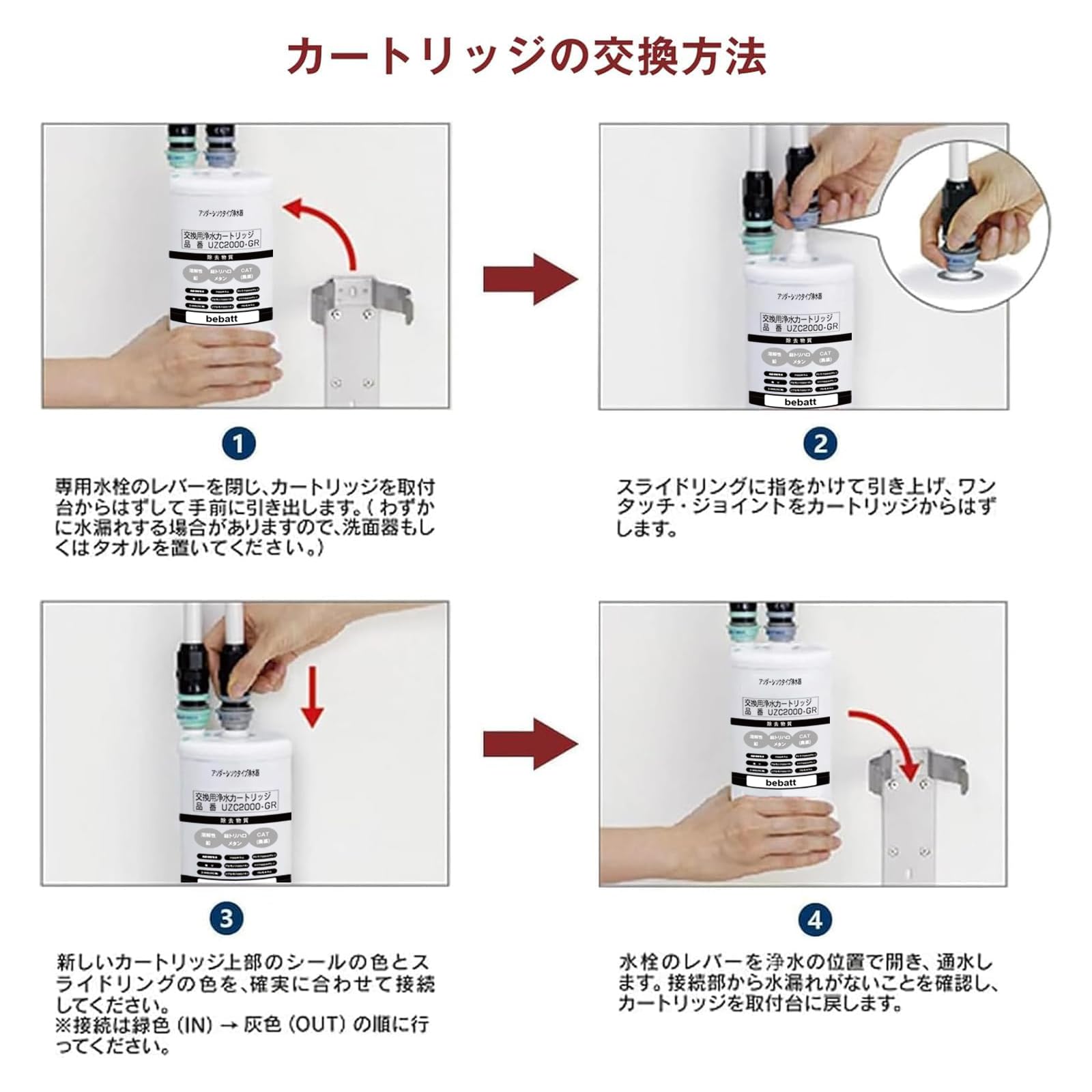 Amazon | UZC2000ーGR 浄水器 カートリッジ アンダーシンク型